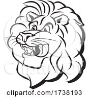 Black And White Lion Mascot Head