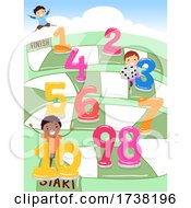 Stickman Kids Board Game Numbers Illustration