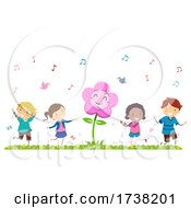Poster, Art Print Of Stickman Kids Spring Season Dancing Flower