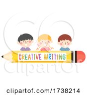 Poster, Art Print Of Kids Creative Writing Pencil Border Illustration