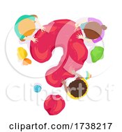 Poster, Art Print Of Kids Play Clay Red Question Mark Illustration
