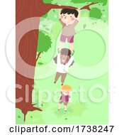 Poster, Art Print Of Kids Hang Cling Tall Tree Illustration