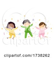 Stickman Kids Pajama Dancing Illustration