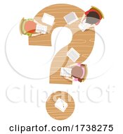 Poster, Art Print Of Kids Writing Question Mark Table Illustration