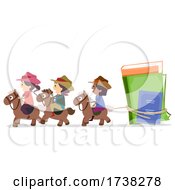 Poster, Art Print Of Stickman Kids Cowboy Catch Books Illustration