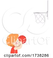 Poster, Art Print Of Kid Boy Shoot Ball Basket Ball Hoop Illustration
