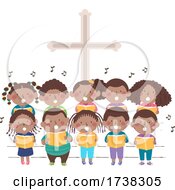 Poster, Art Print Of Kids Black Church Stage Sing Choir Illustration