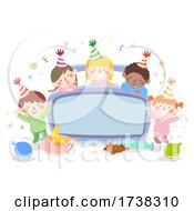 Poster, Art Print Of Kids Bedroom Party Bed Board Confetti Illustration