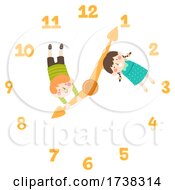 Poster, Art Print Of Kids Clock Hands Arrows Illustration