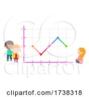 Poster, Art Print Of Kids Looking Studying Line Graph Illustration