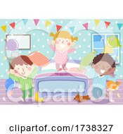Poster, Art Print Of Kids Pajama Bedroom Party Bunting Illustration
