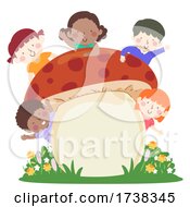 Poster, Art Print Of Kids Mushroom Board Wave Flowers Illustration