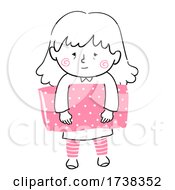 Doodle Kid Girl Sleep Carry Pillow Illustration by BNP Design Studio