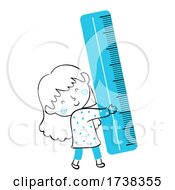Kid Girl Doodle Blue Ruler Illustration