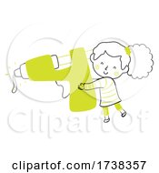 Kid Girl Doodle Glue Gun Illustration