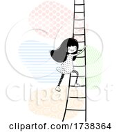 Girl Doodle Climb Ladder Illustration