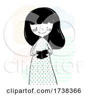 Girl Doodle Hold Read Small Book Illustration