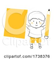 Kid Boy Doodle Blank Paper Pencil Illustration