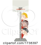 Boys Around A Basketball Hoop