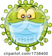 Poster, Art Print Of Cartoon Covid Coronavirus Wearing A Mask