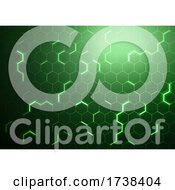 Poster, Art Print Of Green Hexagon Electric Background