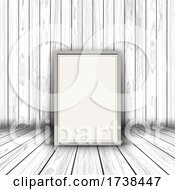 Poster, Art Print Of 3d Blank Picture Frame In Wooden Interior