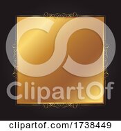 Poster, Art Print Of Elegant Gold And Black Background With Decorative Frame