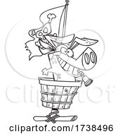 Poster, Art Print Of Cartoon Black And White Pirate Pig In A Crows Nest