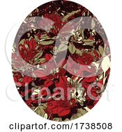 Poster, Art Print Of Flower Of Metrosideros Excelsa Pohutukawa New Zealand Christmas Tree Color Line Art Oval