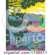 Poster, Art Print Of Emerald Bay Lake Tahoe In The Sierra Nevada Mountains Located In California United States Wpa Poster Art