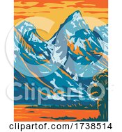 Poster, Art Print Of Snowcapped Peaks Of Grand Teton National Park Located In Wyoming United States Of America Wpa Poster Art