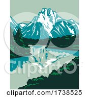 Poster, Art Print Of Jackson Hole Valley With The Peaks Of Grand Teton National Park In Wyoming United States Wpa Poster Art
