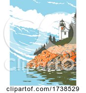 Poster, Art Print Of Mount Desert Island In Hancock County Off The Coast Of Maine Part Of Acadia National Park Wpa Poster Art