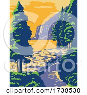 Ocean Path With The Otter Cliff In Acadia National Park On Mount Desert Island Maine United States WPA Poster Art