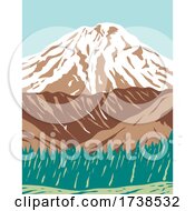 Poster, Art Print Of Redoubt Volcano Or Mount Redoubt In The Largely Volcanic Aleutian Range Of Alaska Wpa Poster Art