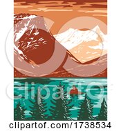 Poster, Art Print Of Saint Mary Lake In Glacier National Park Located In Montana United States Of America Wpa Poster Art