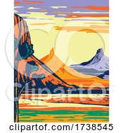 Poster, Art Print Of North And South Six Shooter Peak In Bears Ears National Monument Located In San Juan County Utah Wpa Poster Art