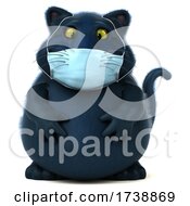 3d Black Cat Wearing A Mask On A White Background