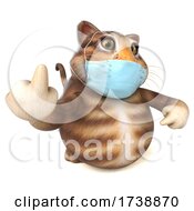3d Tabby Cat Wearing A Mask On A White Background