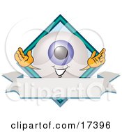 Clipart Picture Of An Eyeball Mascot Cartoon Character On A Business Logo Label