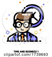 Poster, Art Print Of Icon Of Businessman On A Background Of Clock For Work Time Management Concept
