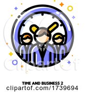 Poster, Art Print Of Icon Of Three Business Persons On A Background Of Clock For Teams Work Time Efficiency Concept
