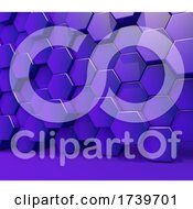 Poster, Art Print Of 3d Wall Of Glossy Purple Extruding Hexagon Shapes