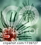 3D Medical Background With Virus Cells And Floating Particles