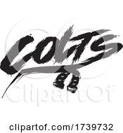 Poster, Art Print Of Horseshoe And Colts Text In Brush Style