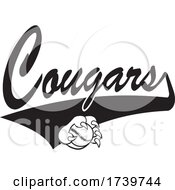 Poster, Art Print Of Paw Grabbing A Baseball And Cougars Text With A Swoosh