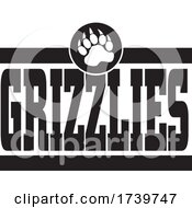 Poster, Art Print Of Bears School Or Sports Team Paw And Grizzlies Text Design
