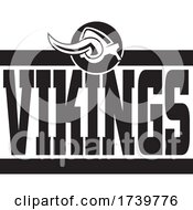Poster, Art Print Of Helmet And Vikings Team Text
