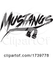 Poster, Art Print Of Horseshoe And Mustangs Text In Brush Style