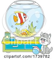 Poster, Art Print Of Kitty Cat By A Fish Bowl